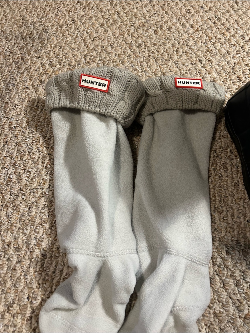 Hunter Black Rain Boots with Light Gray Fleece Boot Liners - Picture 5 of 7